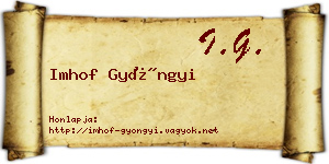 Imhof Gyöngyi névjegykártya